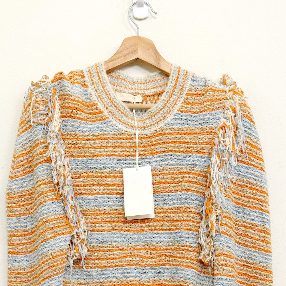 NWT Ulla Johnson Arquette Fringe detail Sweater in Lily Size M - Picture 10 of 16